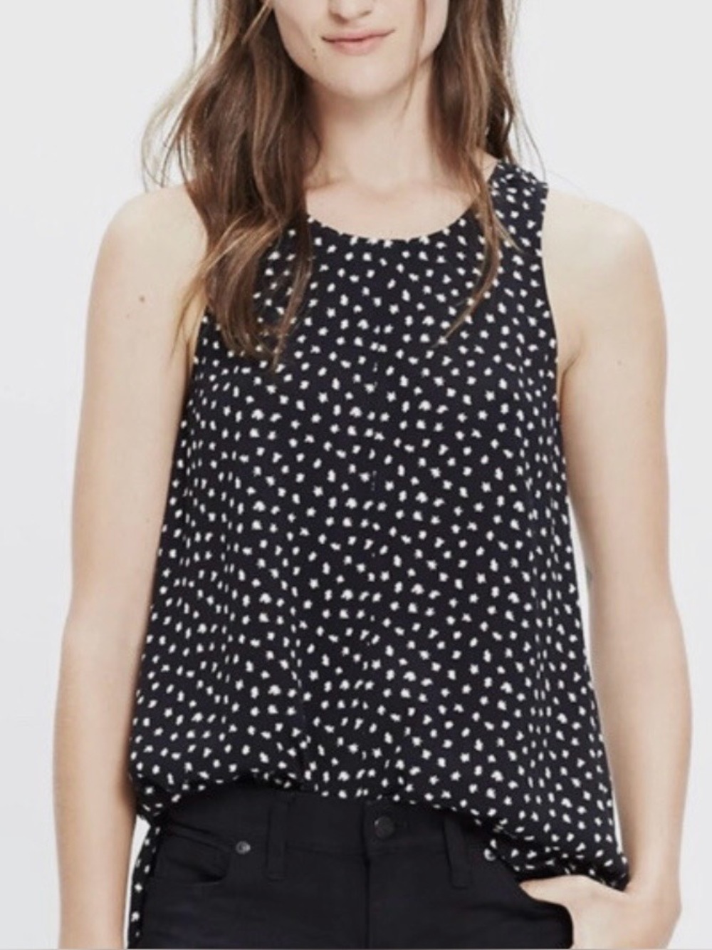Madewell Star Flurry High-Low Tank Top | Black & White Celestial | Size Large